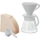 thumbnail image 1 of Juego de Preparación de Café Hario V60 Pour Over con Filtro de Cerámica, Jarra de Vidrio, Cucharón y Filtros, Tamaño 02, Blanco Hario NA, 1 of 3