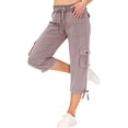 thumbnail image 3 of Womens Capris with Pockets Loose Fit Casual Capri Pants Dressy Lightweight Ladies Baggy Cargo Pants Casual Drawstring Baggy Petite Pants for Hiking(Red,S), 3 of 7