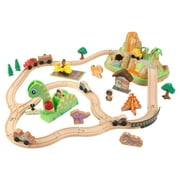 KidKraft Dinosaur Bucket Top Portable Wooden Train Set with 56 Pieces