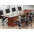 thumbnail image 2 of 8ft - 26ft Modern Boat Shaped Conference Room Table with Cube Bases, Meeting Boardroom, Office Space (12ft, Mahogany), 2 of 7