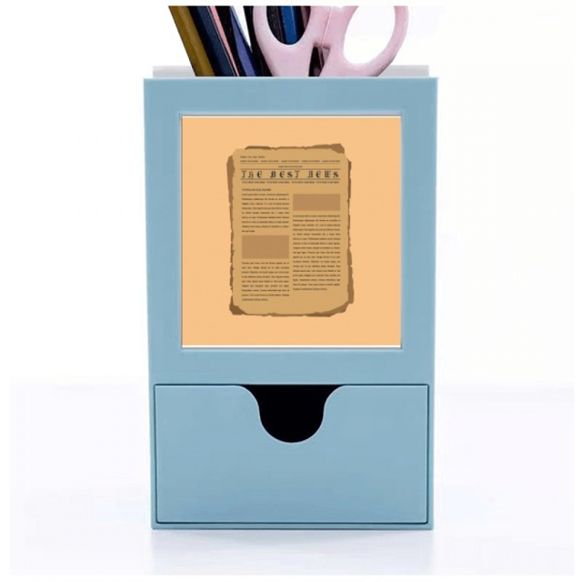 Nostalgic Effect Newspaper Desk Supplies Organizer Pen Holder Card