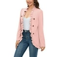 thumbnail image 2 of WBQ Women's Ruffle Casual Cropped Blazer Open Front Jacket Long Sleeve Cardigan for Ladies, 2 of 7