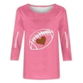 thumbnail image 4 of Heisall Womens Tops 3/4 Sleeve Round Neck Loose Casual Fashion T-Shirts Rugby Print, 4 of 4