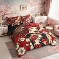 thumbnail image 2 of Manfei Anime Geisha Bedding Comforter Set for Girls, Floral Umbrella Queen Bedding Sets, Black Red White, Black Reversible7 Pieces, 2 of 6