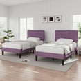 thumbnail image 2 of VECELO Set of 2 Twin Upholstered Platform Bed Frame with Adjustable Headboard, Wooden Slats Support/No Box Spring Needed, Purple, 2 of 10