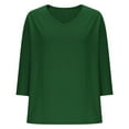 thumbnail image 5 of fatyb Womens Casual Tops 3/4 Length Sleeve Basic T-Shirts for Women V Neck Solid Color Loose Tee Blouses, 5 of 6