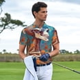 thumbnail image 3 of Honeii Artistic Orange Carnation Skull print Polo Shirt, a classic short-sleeved, button-down golf shirt designed for menXX-Large, 3 of 6
