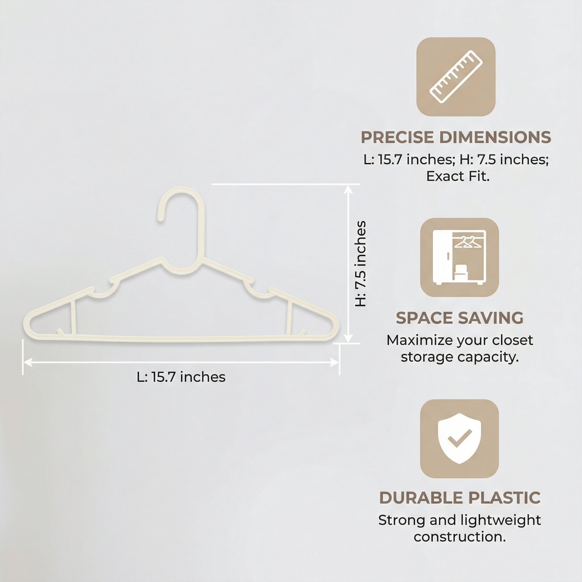 Unique Bargains 10Pcs Plastic Nonslip Slim Hangers With Pinch Clips White