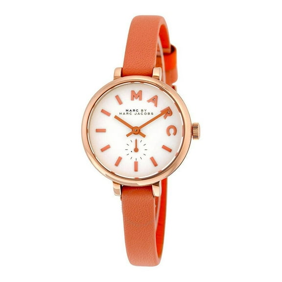 Marc By Marc Jacobs Sally Pearlized White Dial Spring Peach Leather Ladies Watch MBM1355