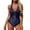 Navy, variant on One-Piece Swimsuit with High Waisted Bottom and Supportive Underwire Bathing Suit for Women Blue L