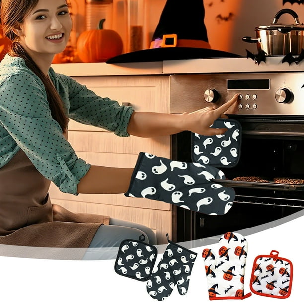 Juego de Manoplas Aislantes para Horno y Microondas de Halloween