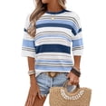 thumbnail image 3 of WIHOLL Women’s Blouses Tops Short Sleeve Knit Crochet Sweater Lightweight Pullover Crewneck for Spring Summer, 3 of 10