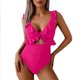 thumbnail image 5 of Trajes de Baño de Corte Alto para Mujeres de Color Sólido con Cojín de Pecho, sin Soporte de Acero Traje de Baño Dividido con Cordón Suelto, Cintura Alta, 5 of 7