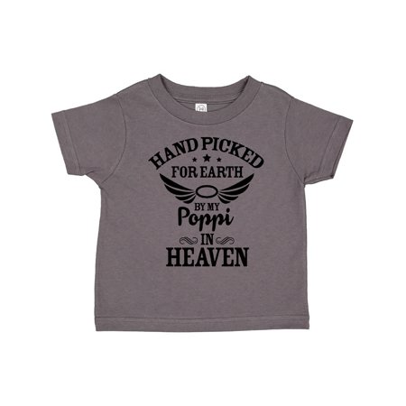 

Inktastic Handpicked for Earth By My Poppi in Heaven with Angel Wings Gift Toddler Boy or Toddler Girl T-Shirt