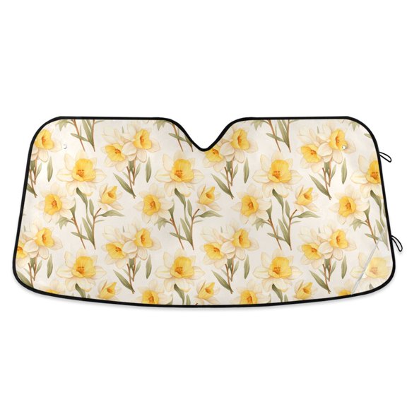 Daffodils Flower Car Windshield Sun Shade Foldable Car Front Window Visor Heat and UV Protection 53x23.5