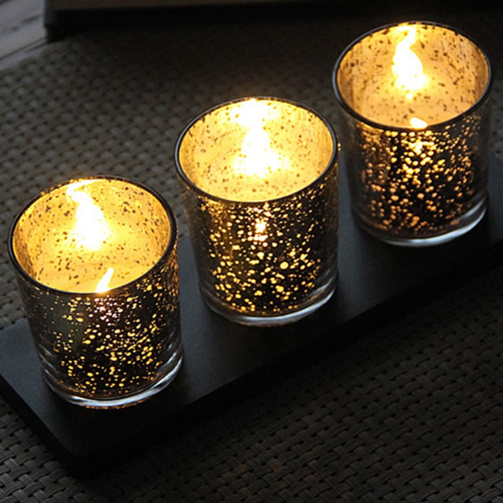 Mobutofu Antique Speckled Metallic Candle Holder for Romantic Party Decor