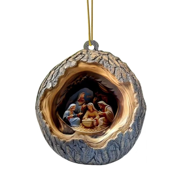 Colgante navideño acrílico redondo Adornos colgantes para árbol de Navidad Adornos colgantes para el hogar Decoraciones navideñas