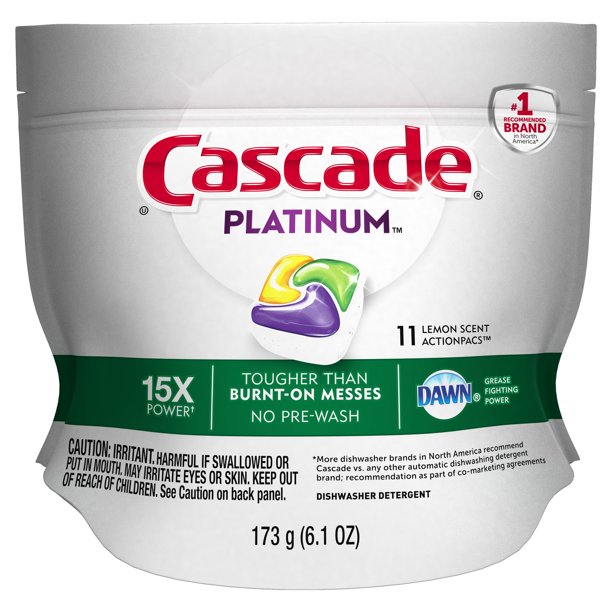 Cascade Platinum Dishwasher Detergent ActionPacs, Lemon, 11 Count