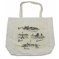 thumbnail image 1 of Travel Shopping Bag, Silhouettes of Different Popular Cities in World Paris Sidney Berlin London Print, Eco-Friendly Reusable Bag for Groceries Beach and More, 15.5" X 14.5", Cream, by Ambesonne, 1 of 2