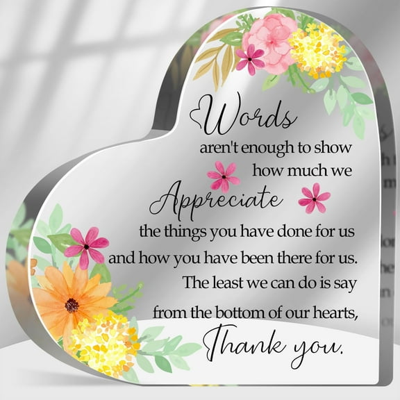 Thank You Gifts for Women Coworkers Boss, Thank You Presents for Friends Teacher, Appreciation Paperweight Desk Decor Plaque, Inspirational Office Sign Acrylic Heart