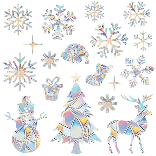 Dsscvnef Glass Stickers for Home Decoration Display Windows Sunlight Catchers Window Stickers Colorful Collision Static Electricity Snowflake Christmas Window Valentine's Stickers Z50 Christmas Specia