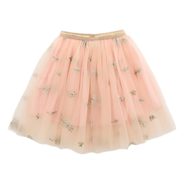 MIASHUI Robe de Danse Ballet pour Filles avec Plumes Étoile Brodées et Jupe Rose, 6-7 Ans