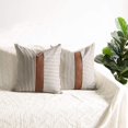 thumbnail image 2 of Fundas de almohada decorativas 18X18 pulgadas Juego de 2 Fundas de almohada modernas de cuero sintético y rayas de tictac Fundas de cojines de decoración interior y exterior boho para sofá Sofá Namotu CZJJ-ZC104-2, 2 of 7