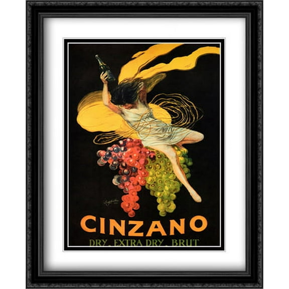Asti Cinzano 2x Matted 28x34 Large Black Ornate Framed Art Print by Cappiello, Leonetto