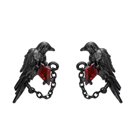 DESIGNICE Gothic Crow Studs Earrings Dark Styles Alloy Allergy Resistant Ear Studs Jewelry for Anime Fan and Trendsetters Gothic Earrings for Women