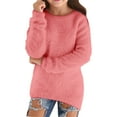 thumbnail image 2 of XQYLOS Kids Boys Girls Solid Color Long Sleeve O Neck Sweater Pullover, Loose Fluffy Fuzzy Jumper Tops, Fashionable Blouse for Girls, Soft and Warm Casual Wear, 2 of 5