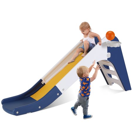 Pirecart Slide for Kids Freestanding Toddler Slide Playground Climber Playset with Basketball Hoop