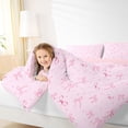 thumbnail image 3 of Erosebridal Pink Ribbon Bow Twin Comforter Sets 3-Piece For Teens Girls,Kids Kawaii Stars Print Bedding Set,Pink Reversible, 3 of 6