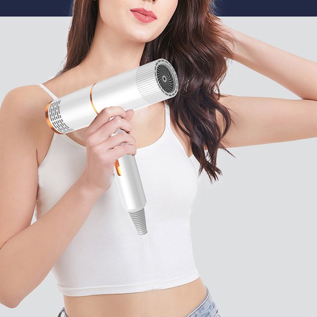 Secador de pelo de 800 W, secador de pelo de secado rápido y bajo nivel de ruido, 3 ajustes de calor (enchufe blanco de EE. UU.)