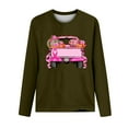 thumbnail image 3 of CLOISE Breast Cancer Shirts Women Long Sleeve Crewneck Shirts Ribbon Oversized Breast Cancer Fight Tops Cute Comfy Tshirts Cancer Survivor Gifts Outfits Army Green XL, 3 of 5