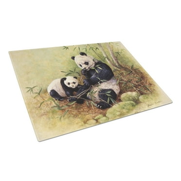 Panda Bears by Daphne Baxter Glass Cutting Board Large