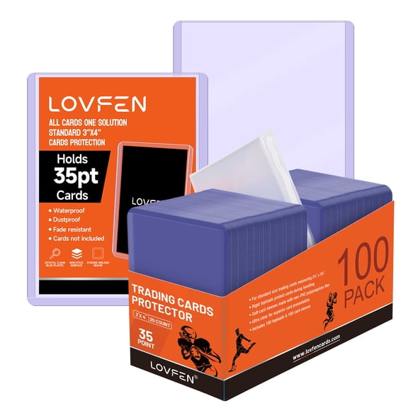 LOVFEN 200ct Top Loader 3 "X4", Baseball card protector Hard plastic, Trading Card Sports Card holder (100 hard card   100 soft card)