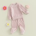 thumbnail image 2 of Gupgi Baby Fall Outfits Solid Color Long Sleeve Ribbed Tops Pants Set Winter Clothes for Boy Girl 0-24M, 2 of 8