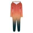 thumbnail image 6 of Miluxas Women Plush Hooded Jumpsuit Fuzzy Pajamas Gradient Color Long Sleeve Zipper Cute Winter Warm Onesie Rompers Orange M(M), 6 of 6