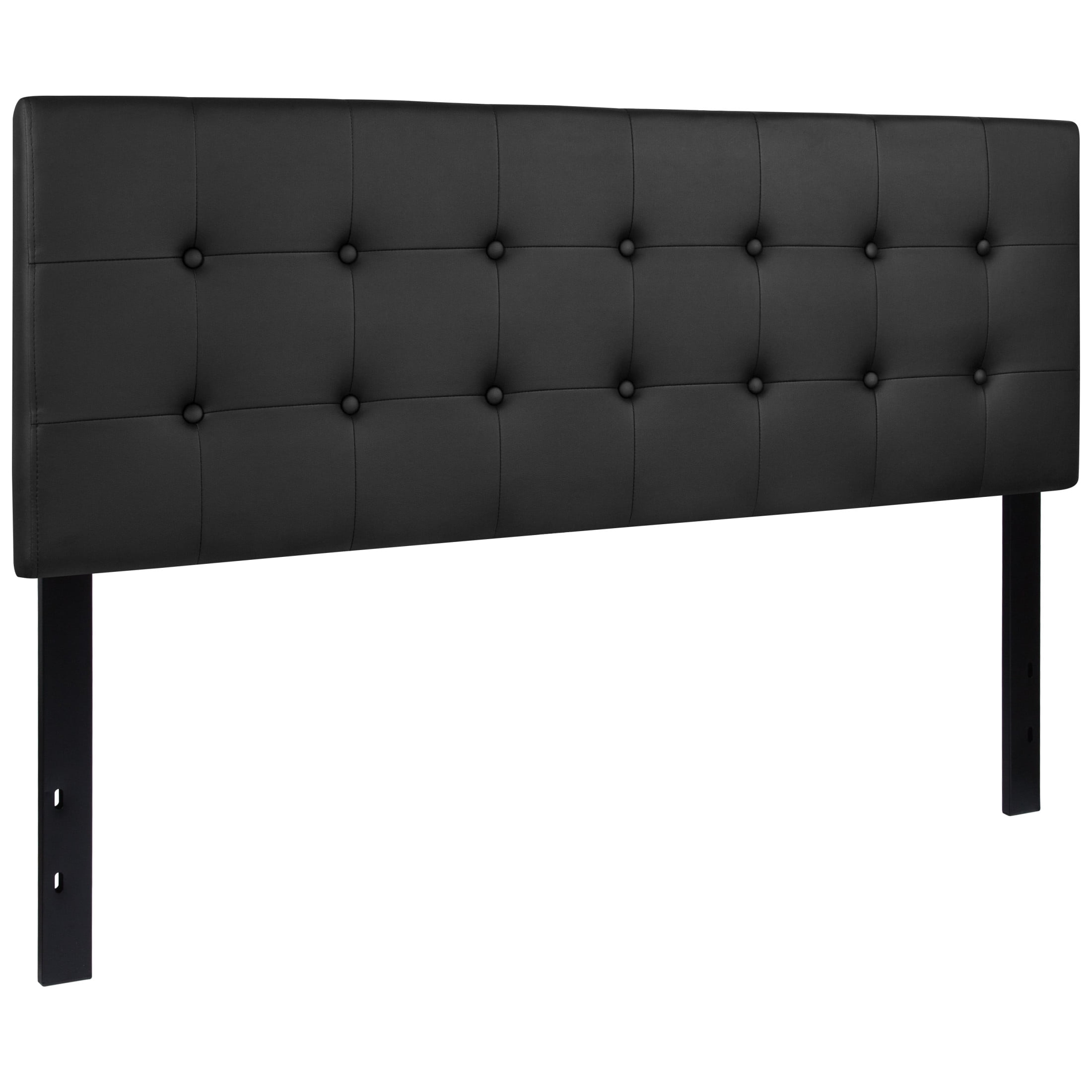 Emma + Oliver Button Tufted Upholstered Queen Size Headboard in Black Vinyl