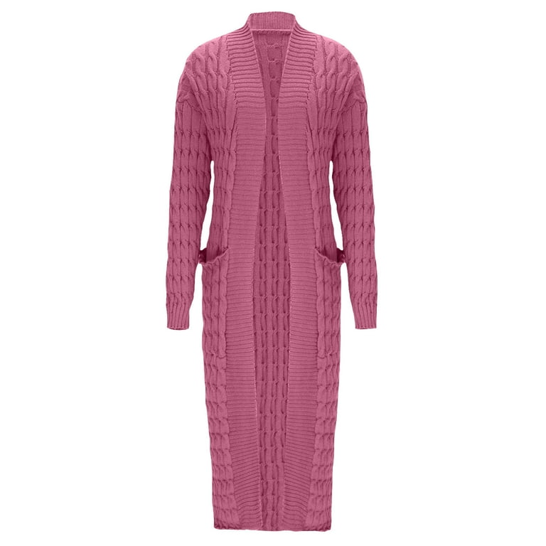 Long Cardigan Sweater Womens Open Front Long Sleeve Chunky Cable