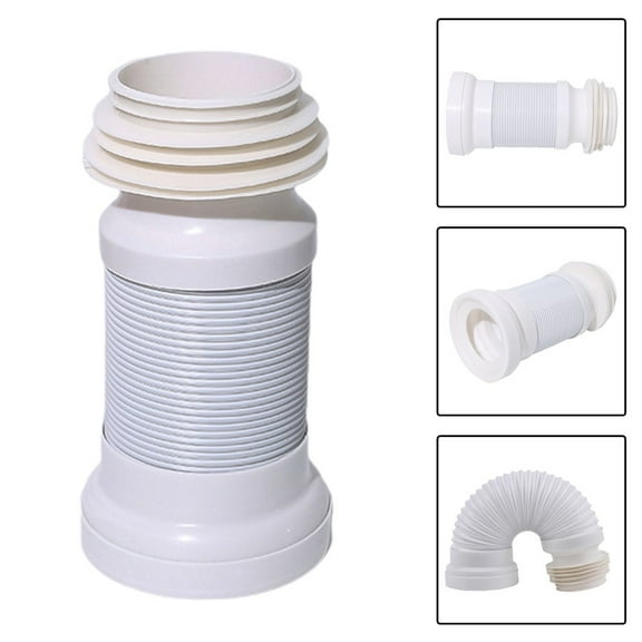White PVC Flexible WC Pan Connector, Toilet Waste Pipe (250mm-500mm)