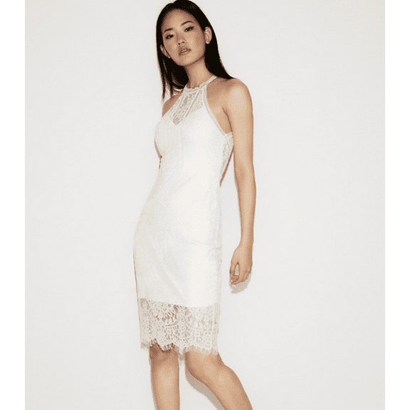 Express All-Over Crochet Lace Sheath Dress White Size 10