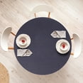 thumbnail image 4 of Ambesonne Navy Blue Fitted Round Tablecloth, Geometric Ogee Tile, 45"- 56" Diameter, Dark Blue Tan, 4 of 5