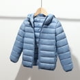 thumbnail image 2 of GigrtiJin Toddler Kids Boys Girls Puffer Jacket Winter Warm Cotton Padded down Jacket Solid Color Hooded Coat, 2 of 3
