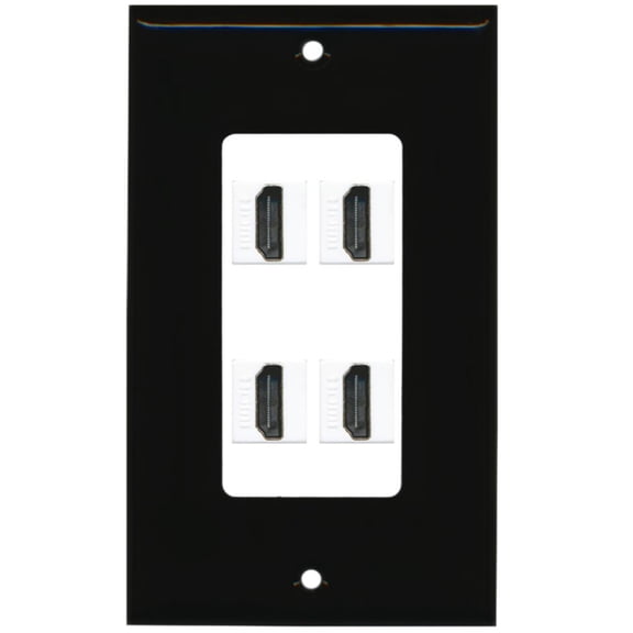 RiteAV - 4 Port HDMI 2.0 Decorative Wall Plate (Black & White)