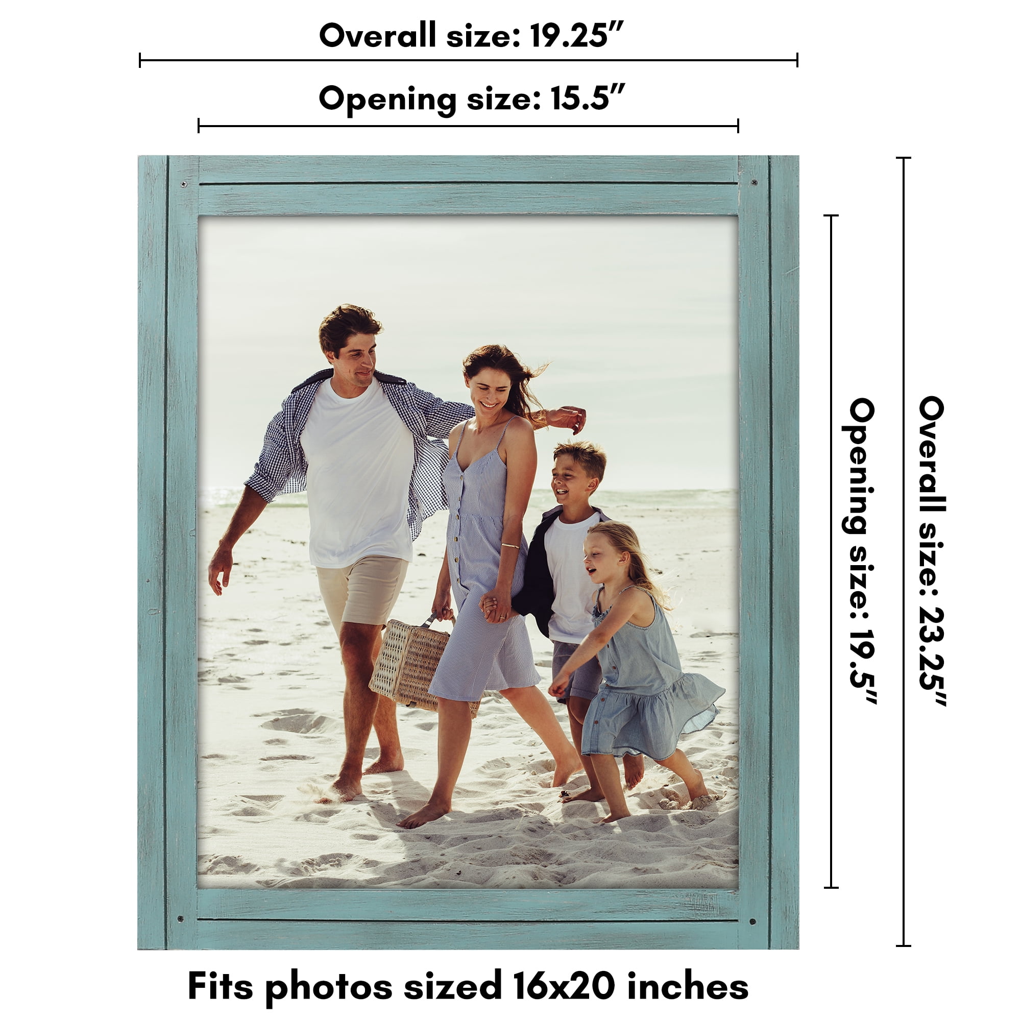 Americanflat 16x20 Picture Frame with Polished Plexiglass Hampton Collection Distressed Frames Vertical - Blue