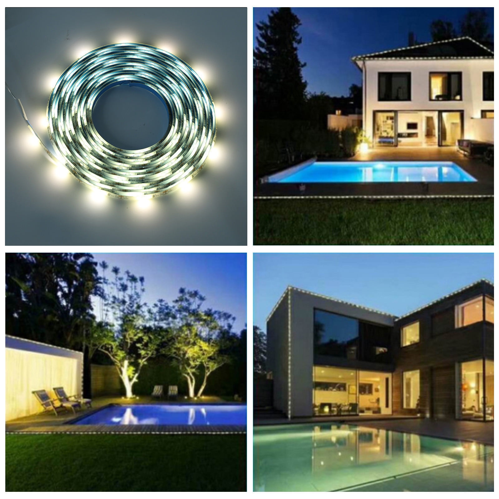 Bixock Solar Lights Outdoor Waterproof, Solar LED Strip Lights Outdoor Warm White Solar Powered Flexible Tape Lights Cuttable IP65 LED Lights For Balcony Garden Stairs Decor