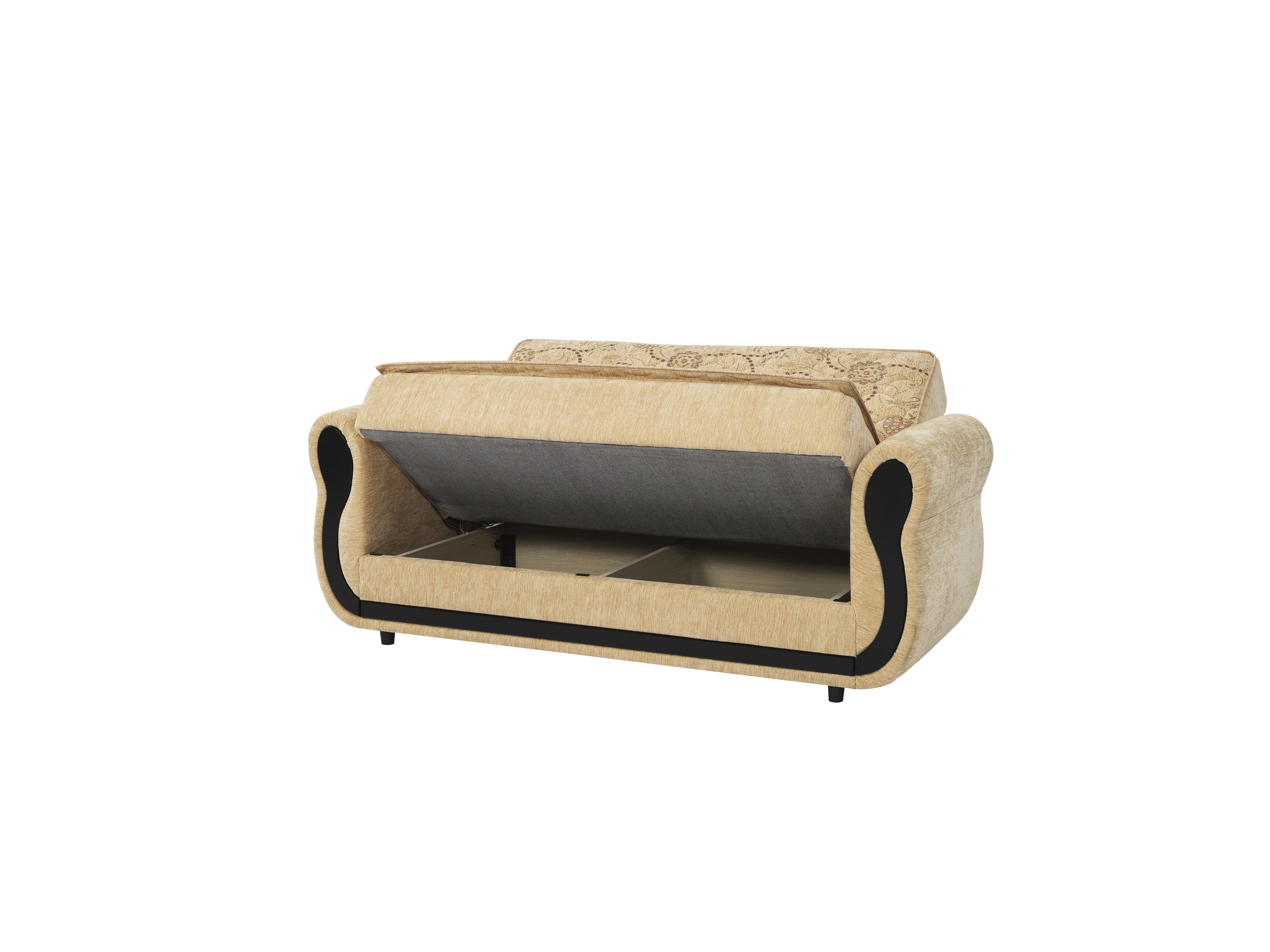 Ottomanson Convertible Sleeper Sofa Bed with Hidden Storage, Firm Comfort Couch, Beige