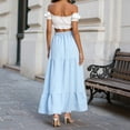 thumbnail image 3 of RFQWOVSR Women Flowing A-Line Maxi Skirt Slit Tie Waist Solid Color Elastic Waistband Lightweight Boho Summer Beach Casual XXXL, 3 of 6