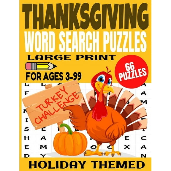 Thanksgiving Word Search Puzzles: Large Print Word Find for Ages 3-99 - Full Page Puzzles All (Paperback) by Puzlnu Press